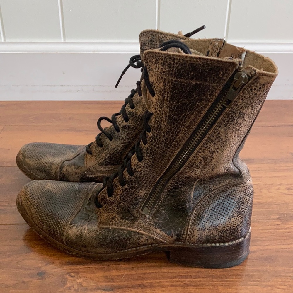 Bedstu Cobbler Series Lace Up Moto Leather Boot